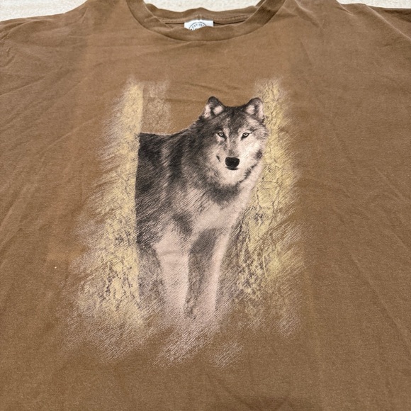 Vintage Turner Originals Wolf Nature t-shirt brown graphic XXL Tee 90's - Picture 2 of 6
